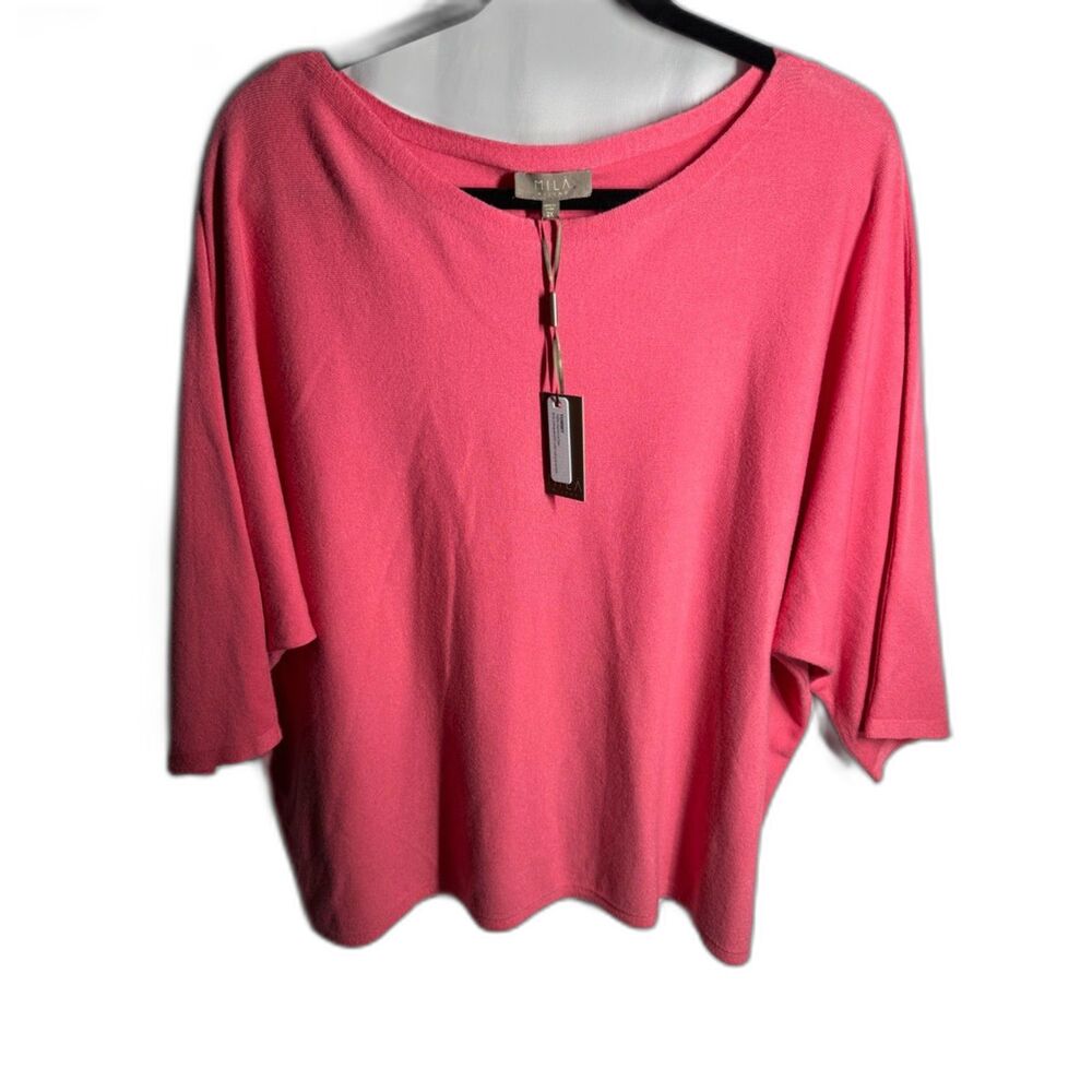 Mila Milano Women 2X Pink Dolman Sleeve Sweater Top